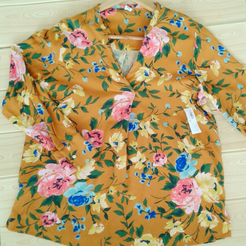 OLD NAVY Long Sleeve Daisy Yellow Floral Top XS - Picture 4 of 8